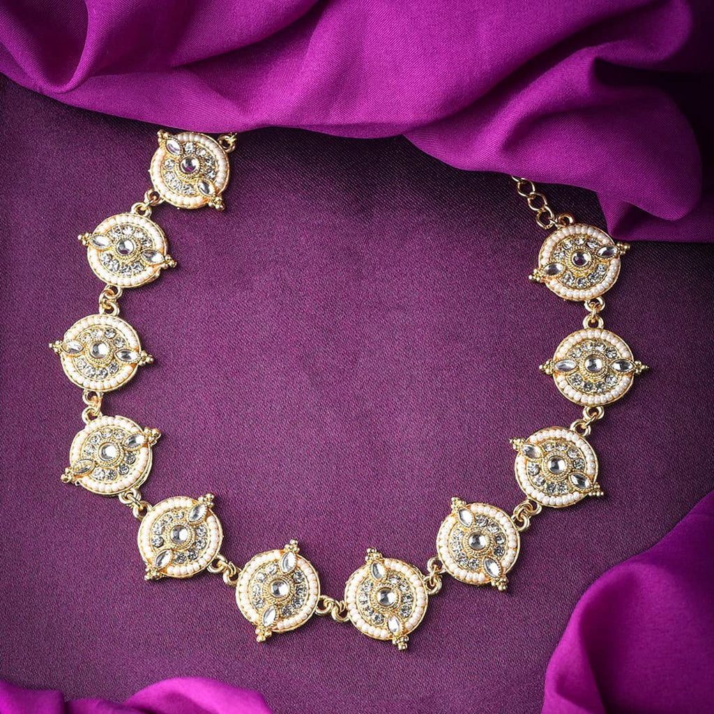 Gold Kundan Studded Head Chain Necklace
