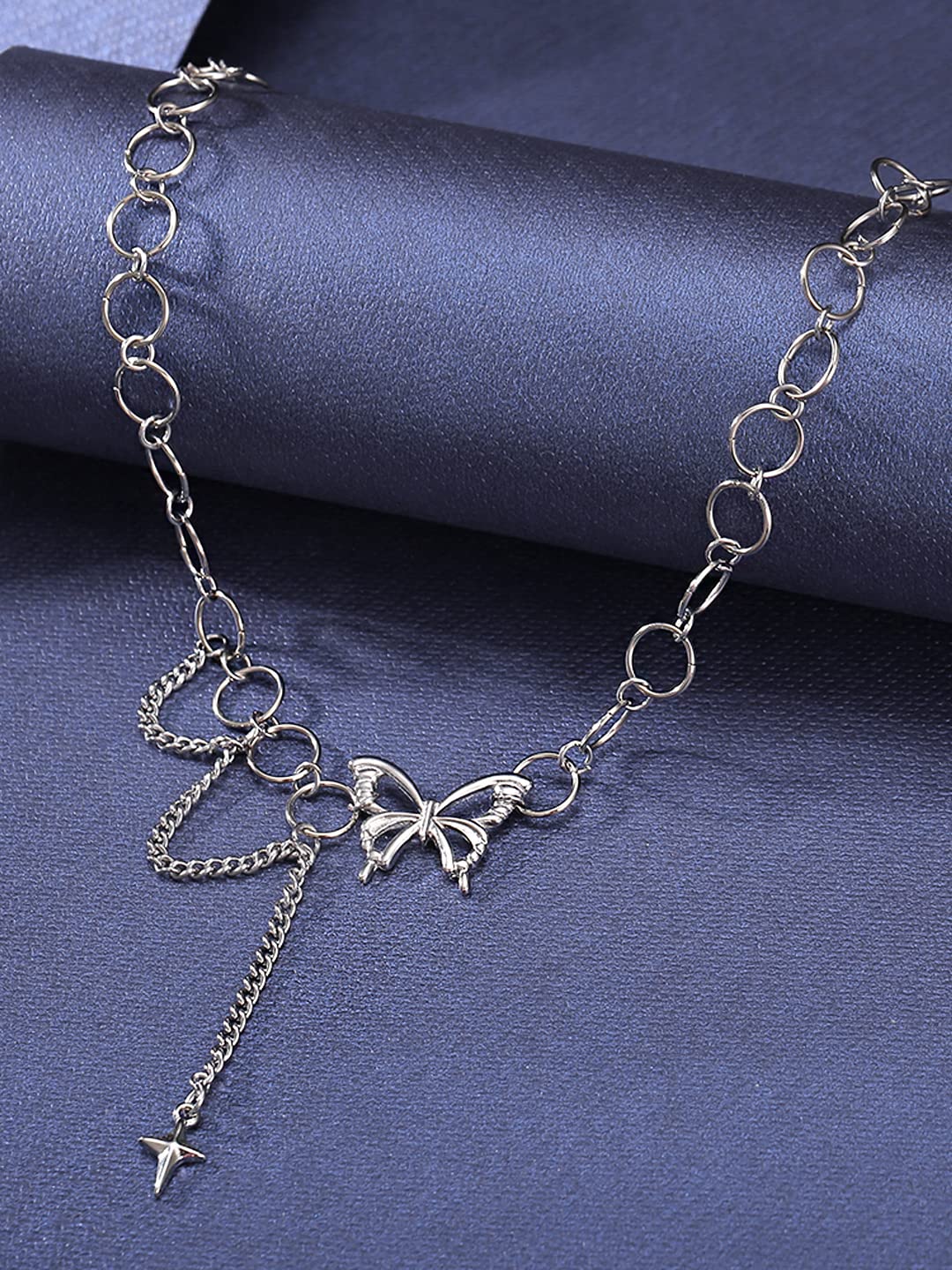 Silver Butterfly Link Chain Necklace