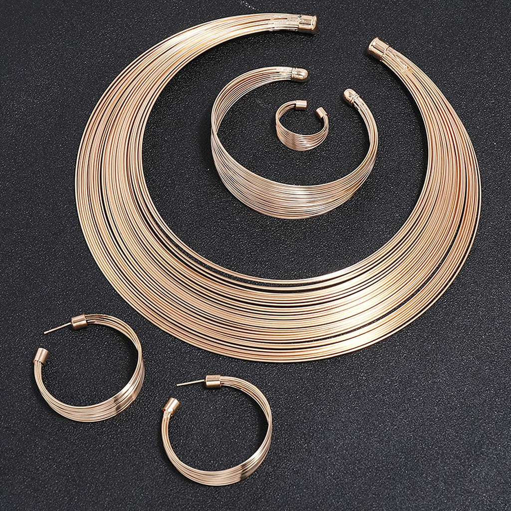 Multilayer String Gold Choker Necklace