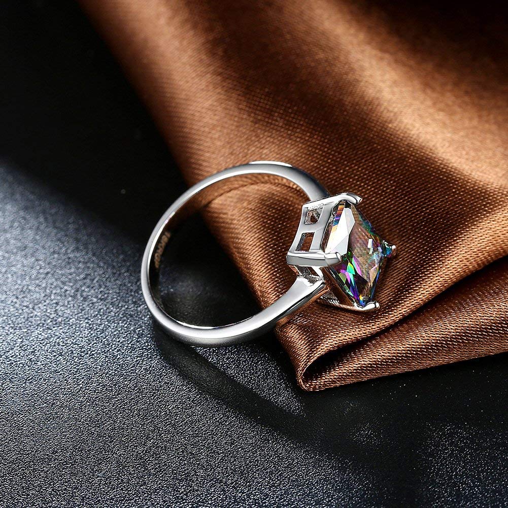 Silver Toned Multi Color Stone Ring