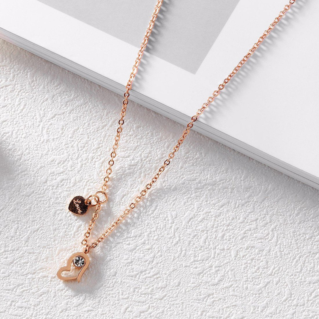 Rose Gold Love Heart Pendant Necklace