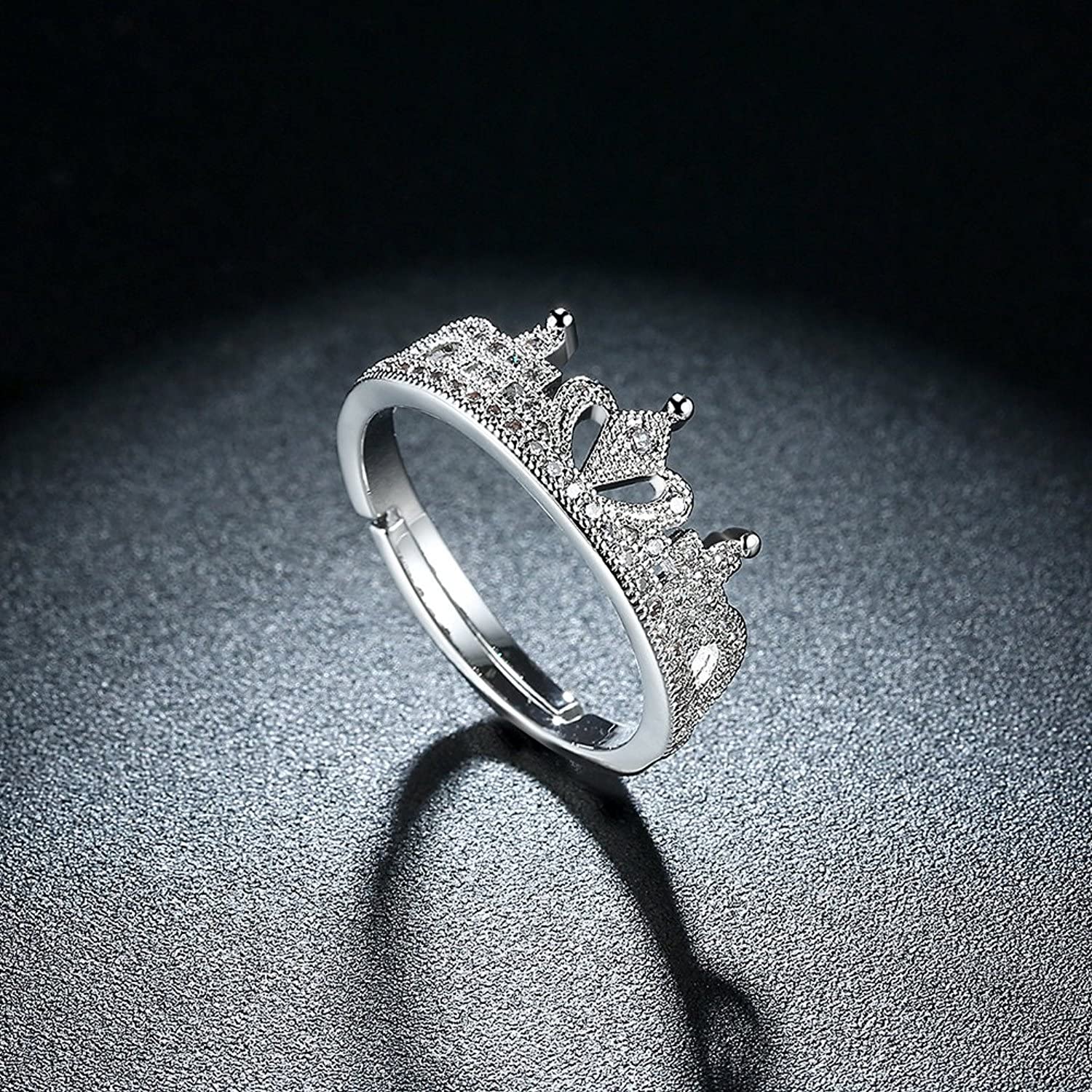 Royal Crown Crystal Adjustable Silver Ring