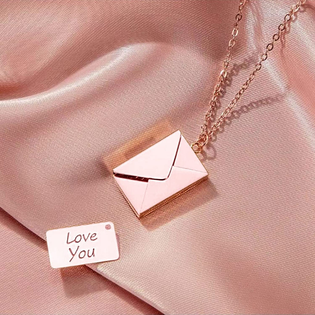 Love Letter Envelope Rose Gold Necklace