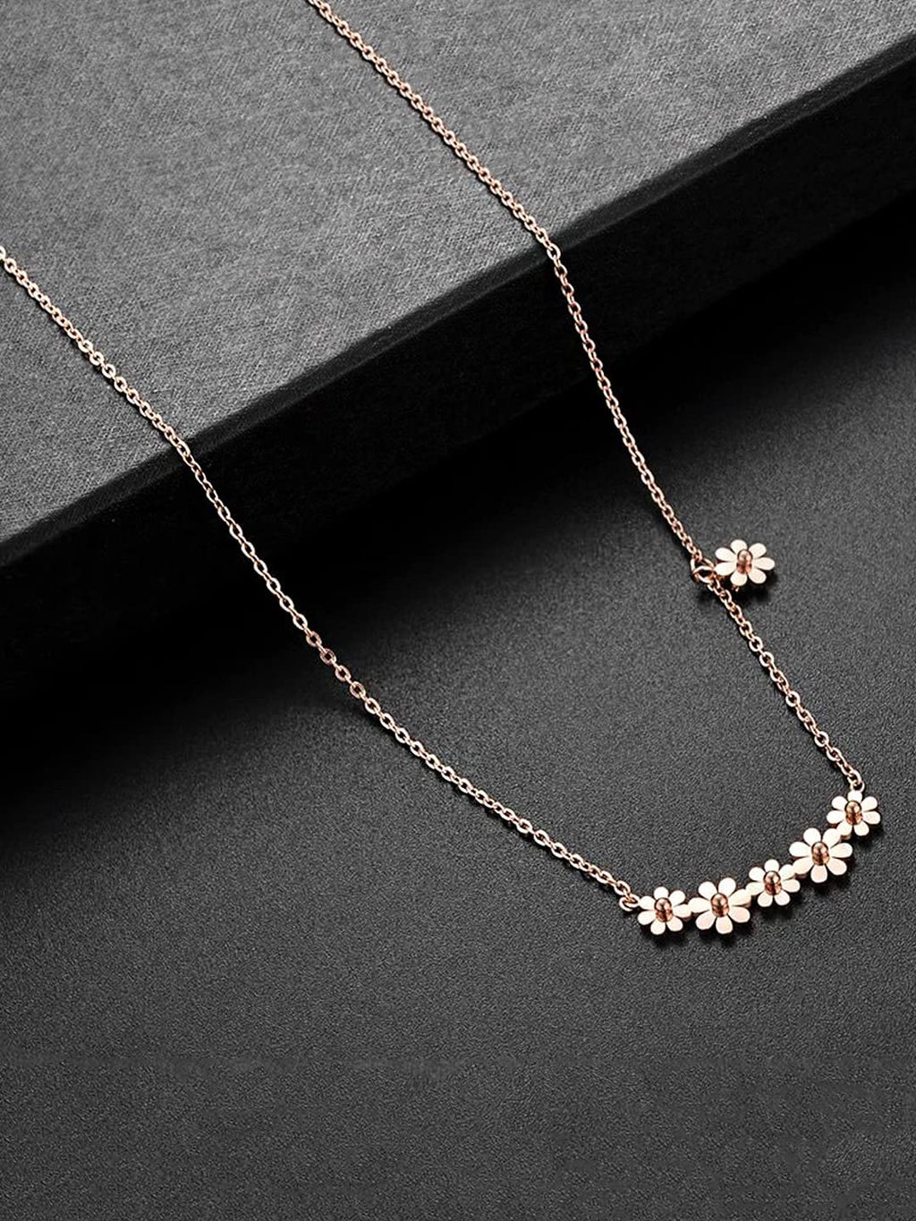 Rose Gold Floral Pendant Necklace