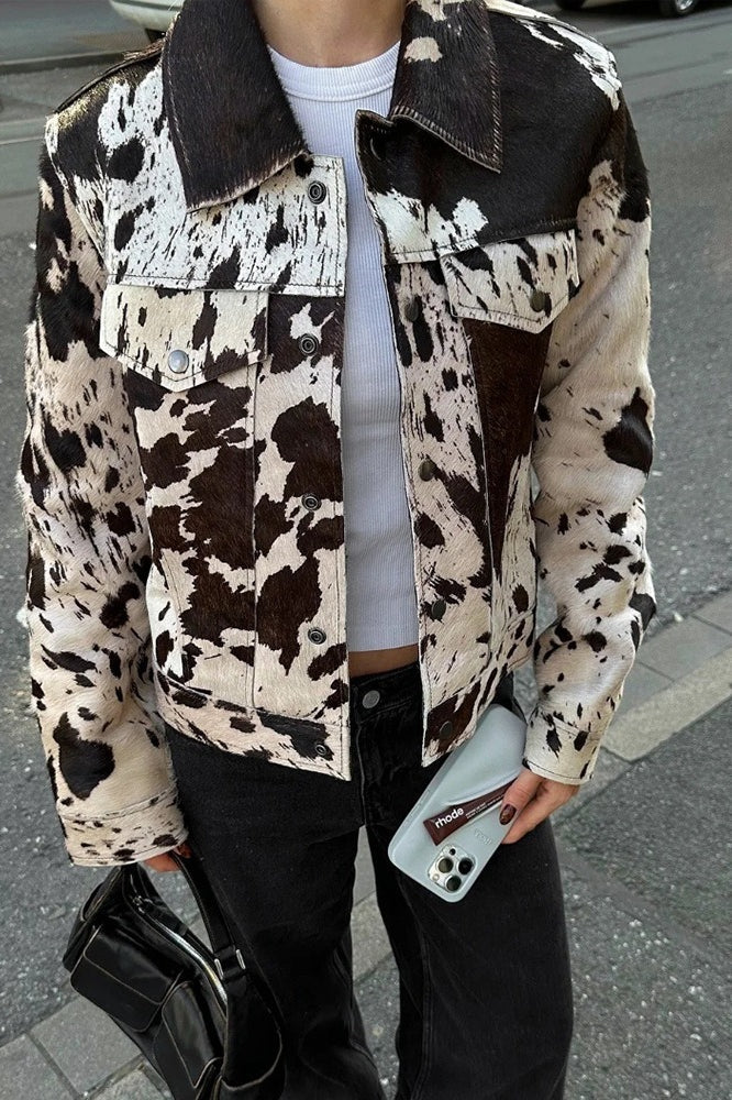 Retro Print Long Sleeve Shirt Coat