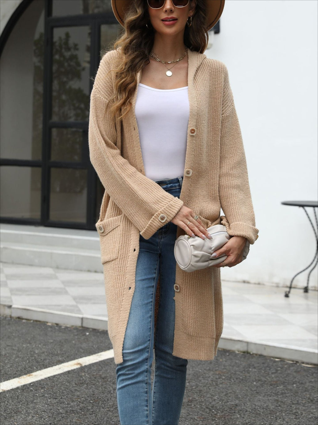 V-Neck Relaxed Knit Cardigan