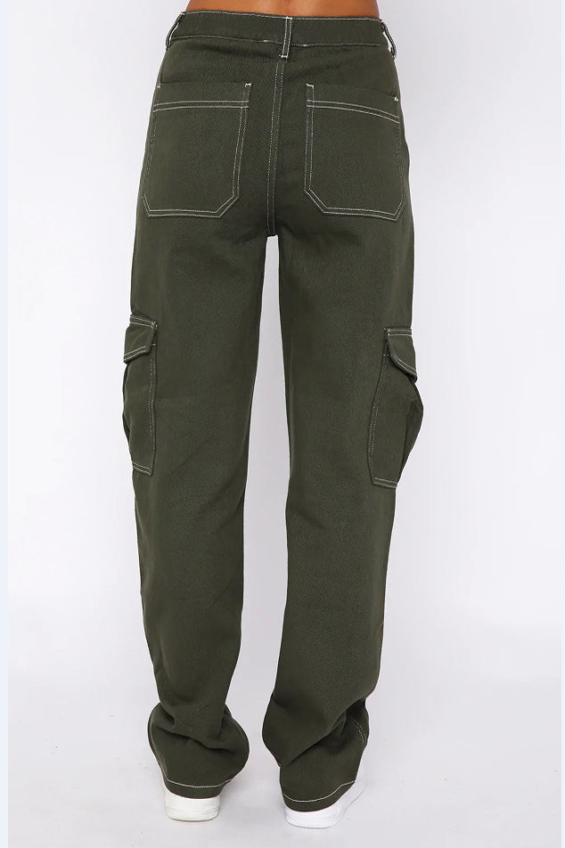 Trendy Straight Leg Multi-Pocket Pant