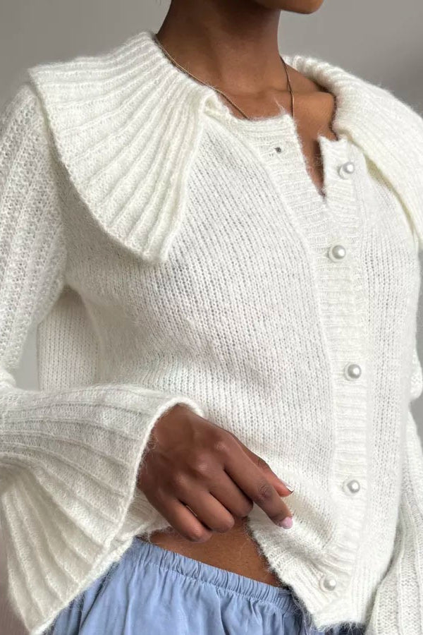 Chic Polo Bell Sleeve Sweater