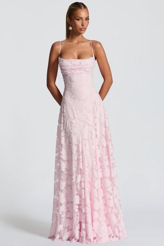 Chiffon Open Back Elegant Maxi Dress