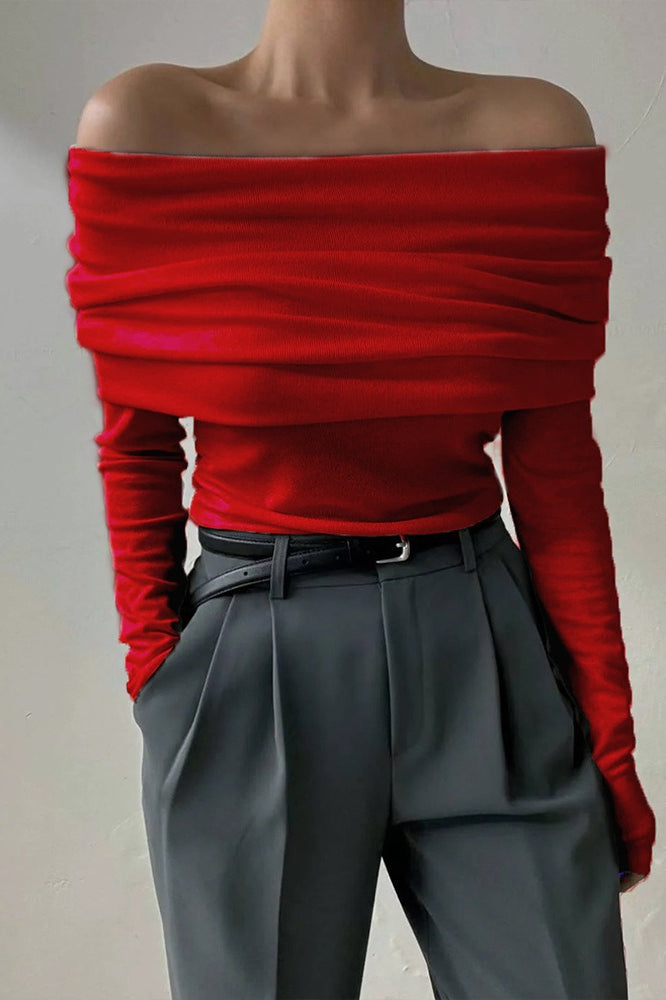 Off Shoulder Slim Fit Sweater