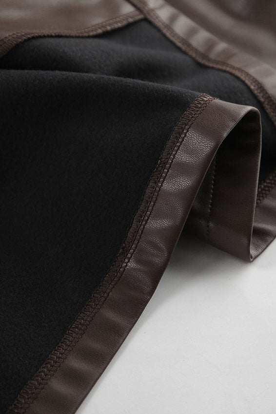 Classic Brown PU Cropped Coat