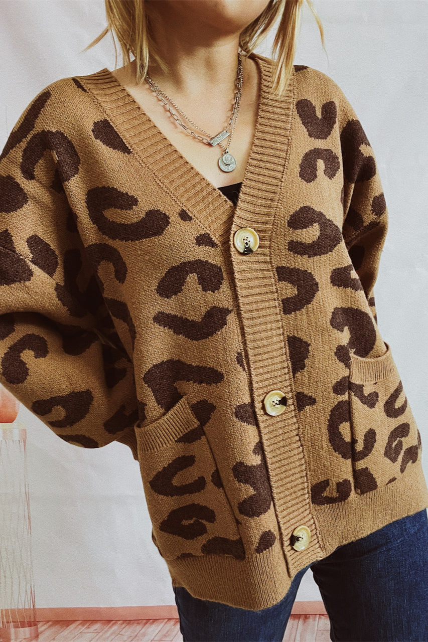 Casual Leopard Long-Sleeve Cardigan