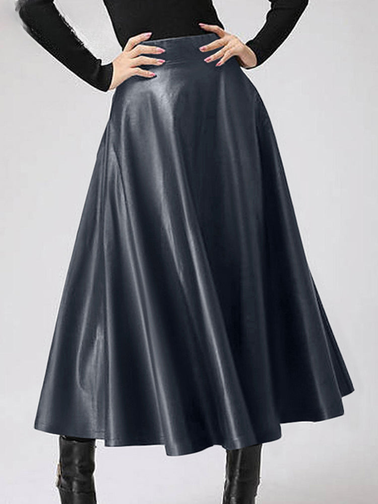 Elegant PU Leather High Waist Party Skirt
