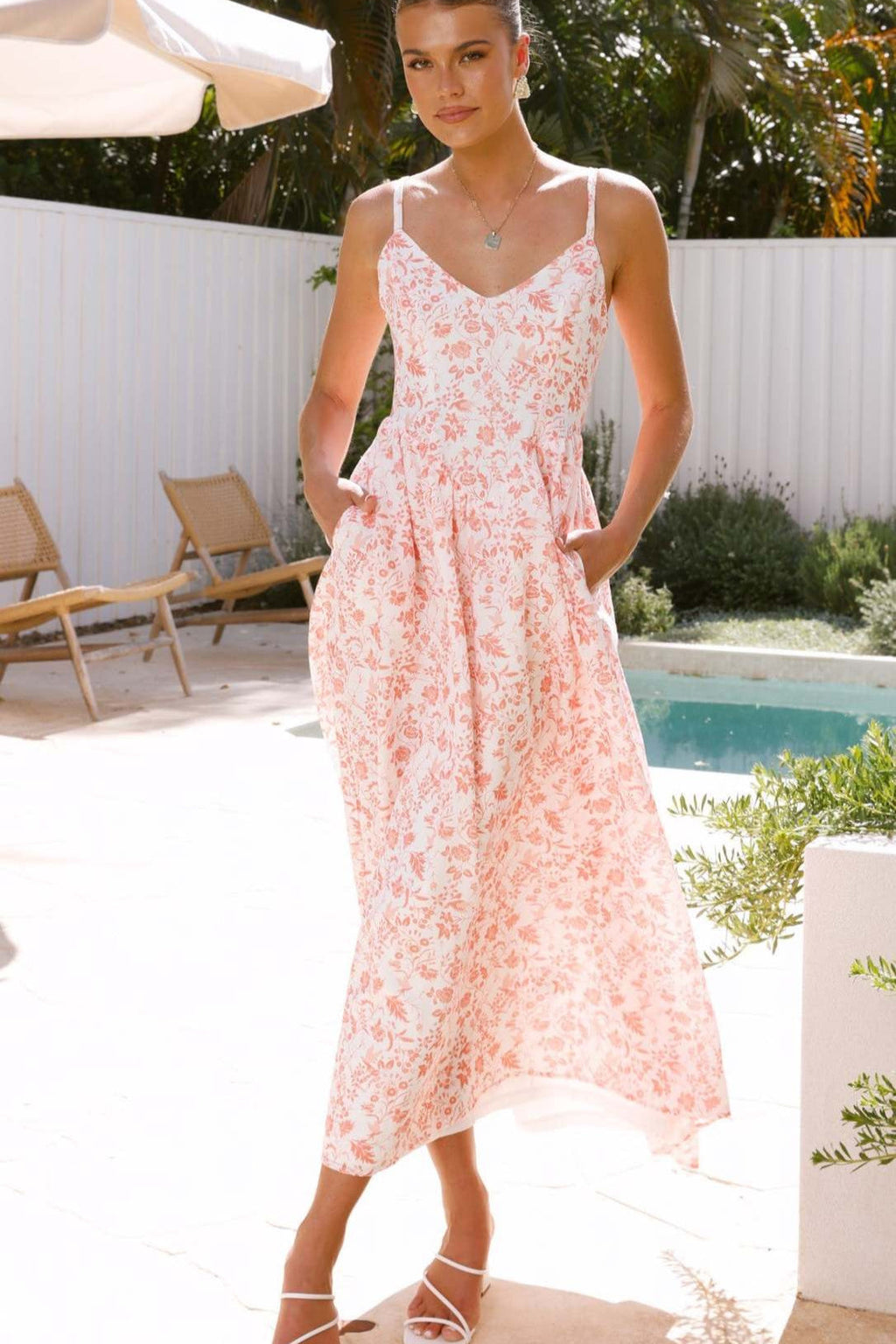 Backless Strap Floral Dress