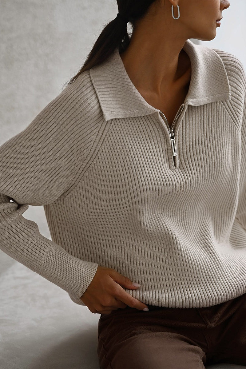 Polo Collar Pullover Knit Sweater