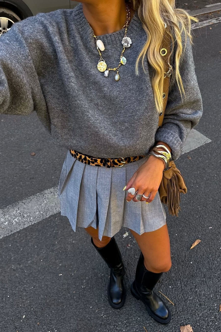 Plain Ribbed Long Sleeve Knit Sweater