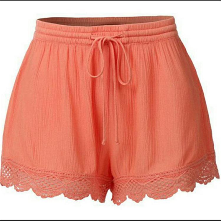 Scalloped Edge Drawstring Casual Short