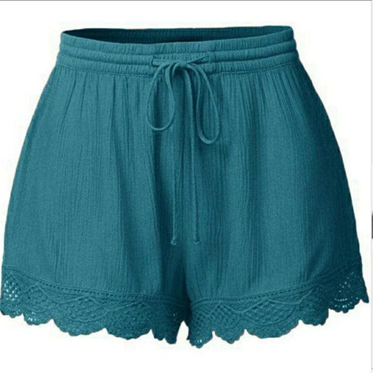 Scalloped Edge Drawstring Casual Short