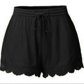 Scalloped Edge Drawstring Casual Short