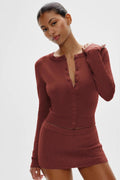 Lazy Crew-Neck Long-Sleeve Knit Cardigan