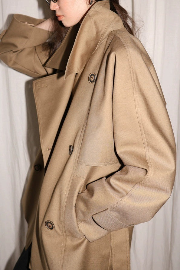 Classic Twill 3D Silhouette Collared Mini Trench Coat