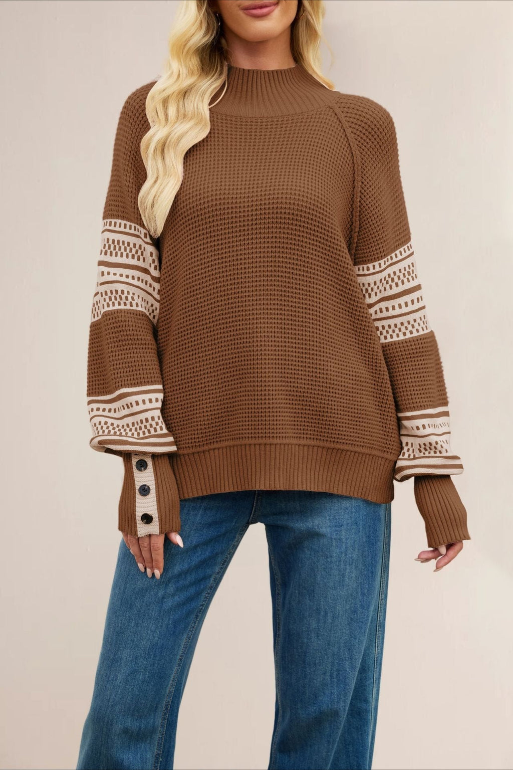 Colorblock Turtleneck Sweater