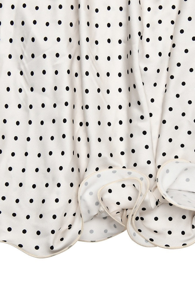 Polka Dot Satin Open Back Maxi Dress