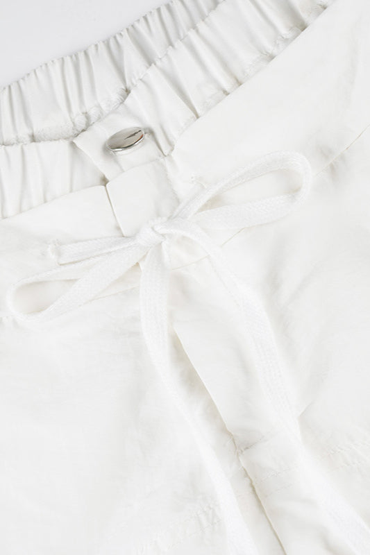 White Drawstring Wide-Leg Pant