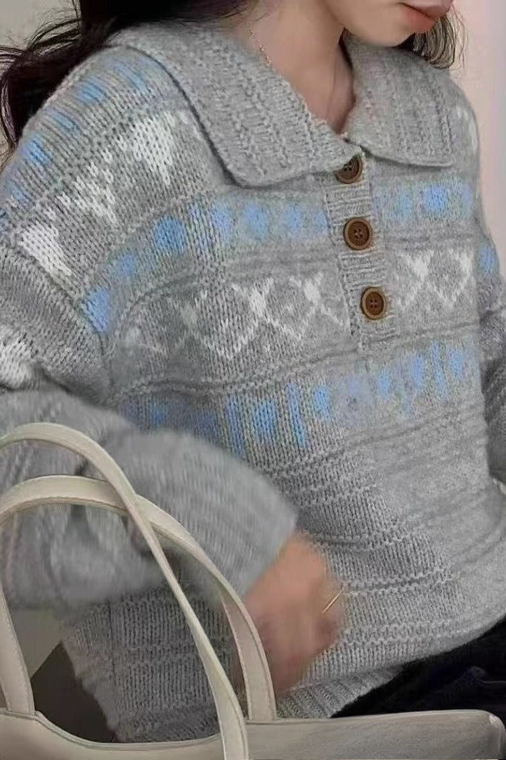 Relaxed Fair Isle Knit Sweater