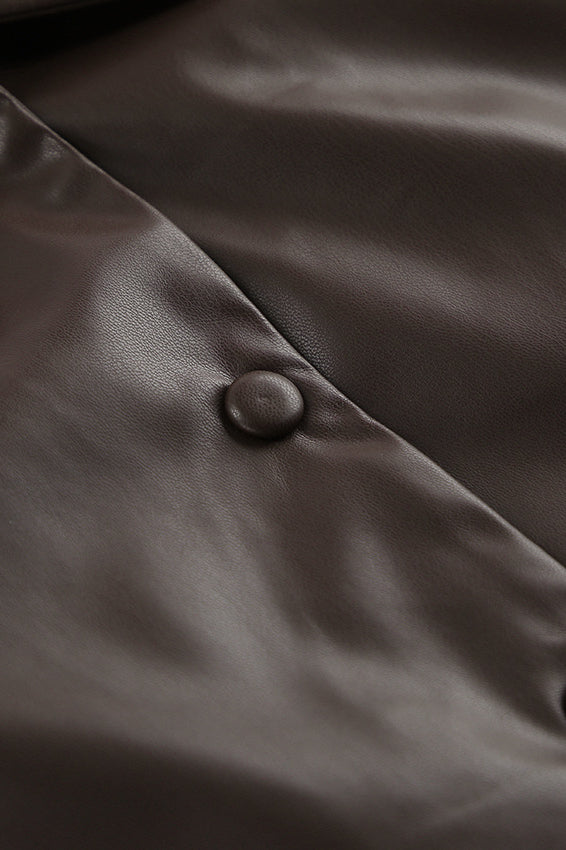 Classic Brown PU Cropped Coat