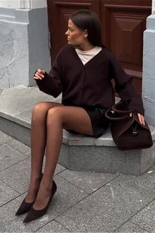 Plain Button Knit Sweater