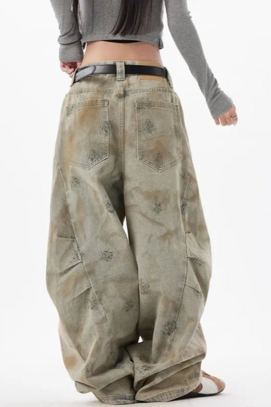 Distressed Wide Leg Loose Jean