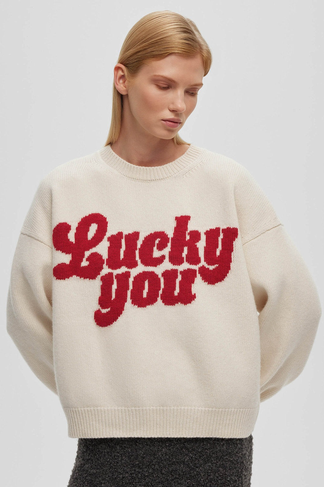 Letter Print Knit Sweater