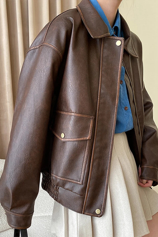 Retro Modern Oversized Leather Coat