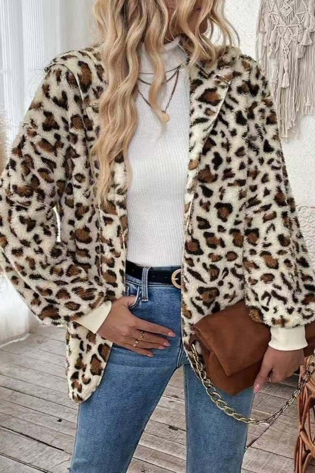 Printed Reversible Fleece Open Coat