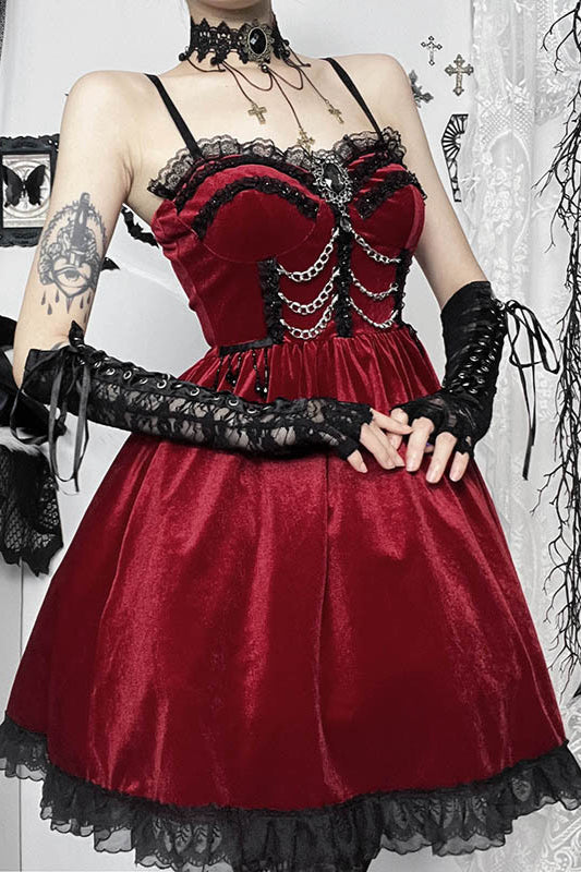 Chain Lace A-Line Gothic Dress