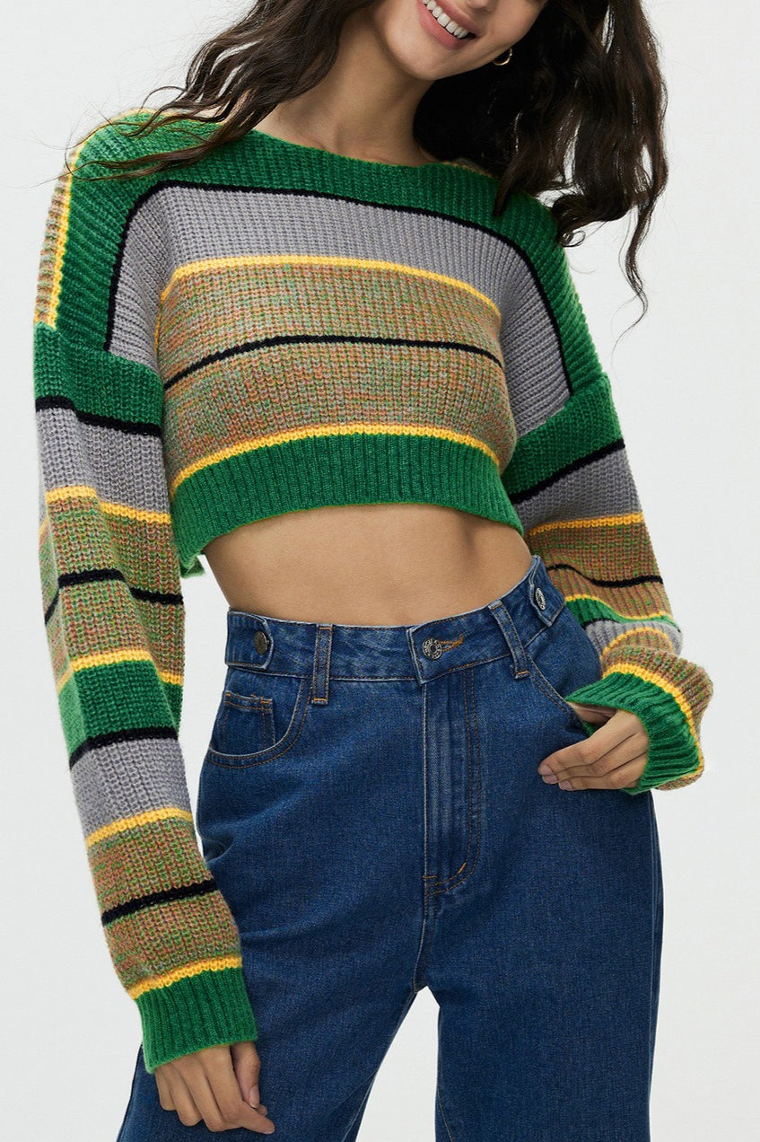 Chic Colorblock Crop Sweater