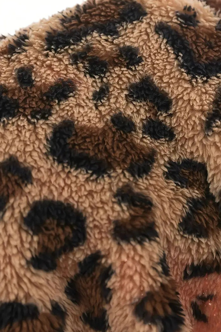 Chic Leopard Print Hooded Zip-Up Coat