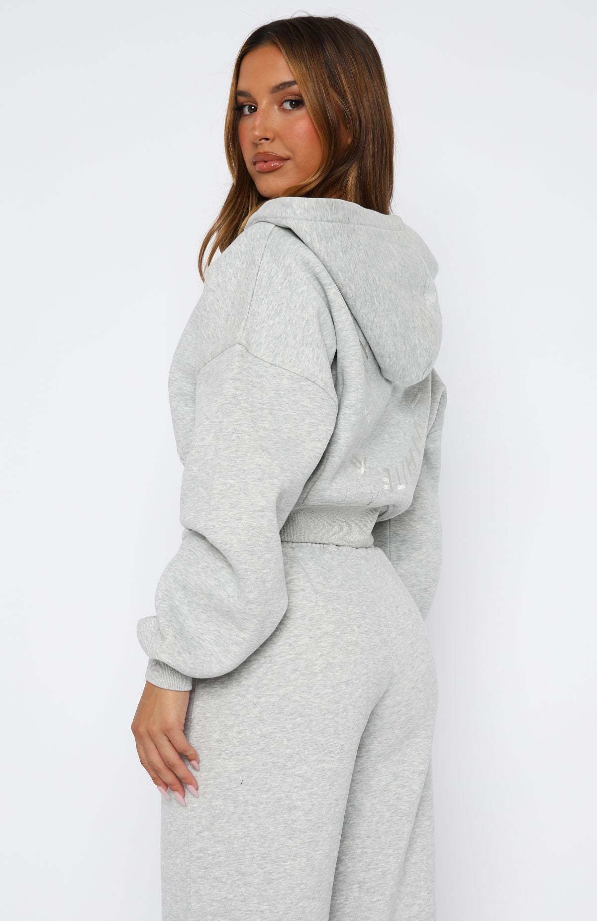 Stay Lifted Cropped Dark Grey Marle Hoodie