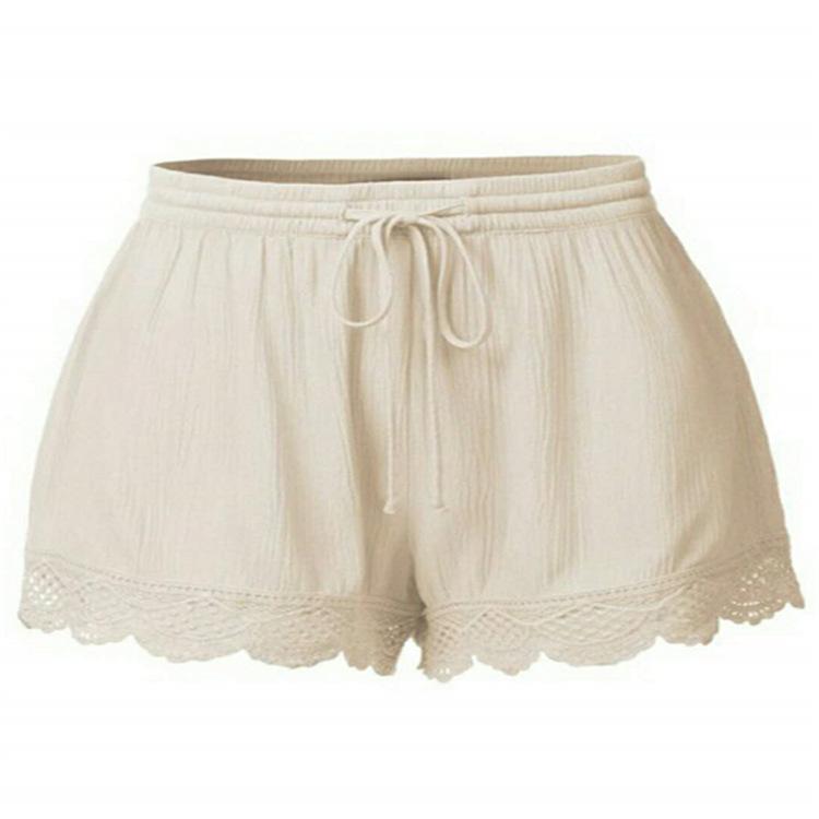 Scalloped Edge Drawstring Casual Short