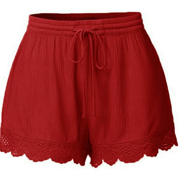 Scalloped Edge Drawstring Casual Short