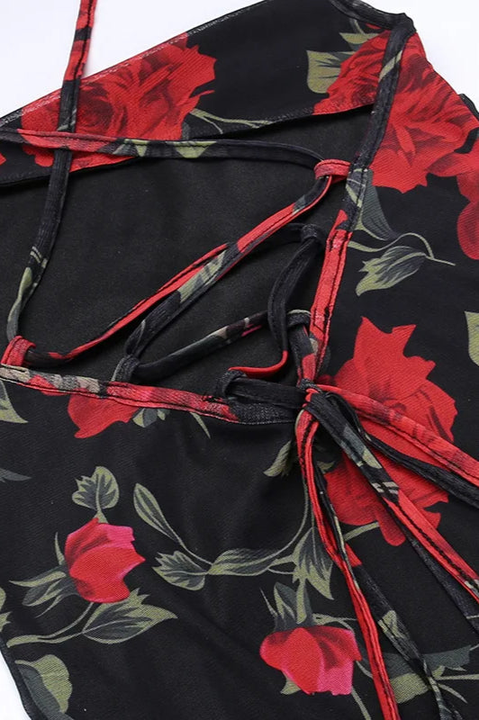 Printed Strap Bodycon Floral Dress