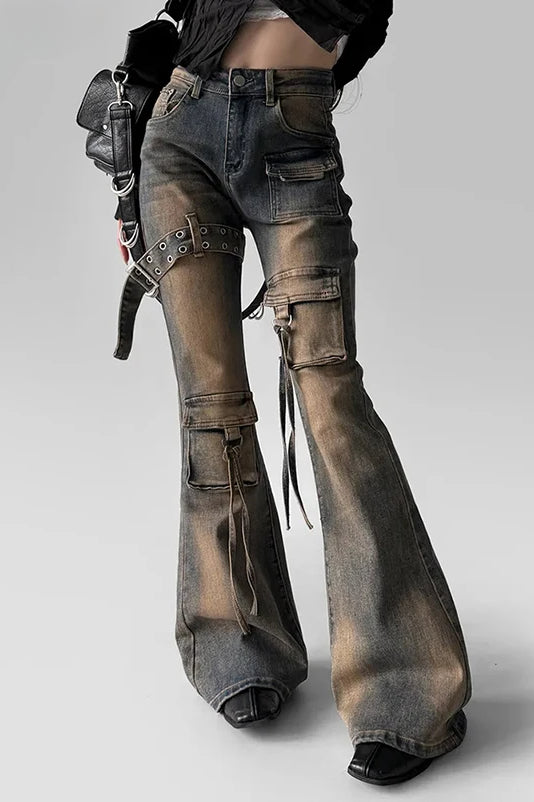 Low Waist Flare Cargo Jean