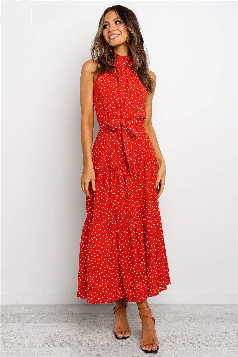 Boho Off Shoulder A-Line Sash Maxi Dress