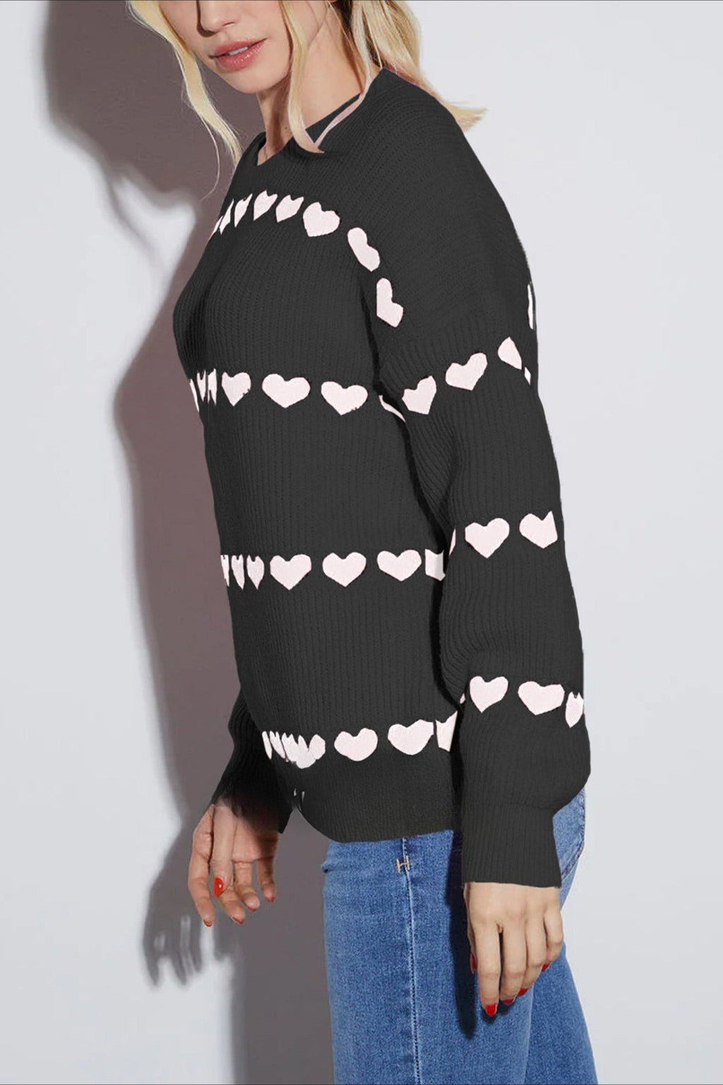 Relaxed Heart Graphic Knit Sweater