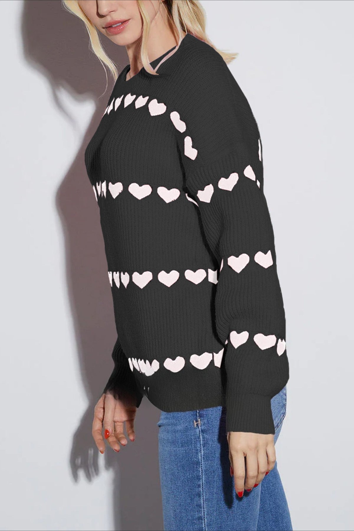 Relaxed Heart Graphic Knit Sweater