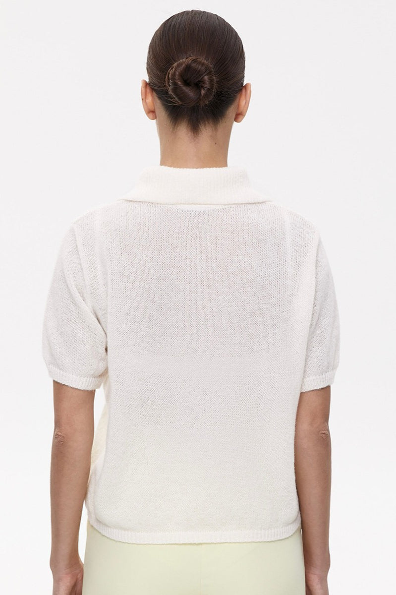 Hollow Polo Neck Knit Sweater