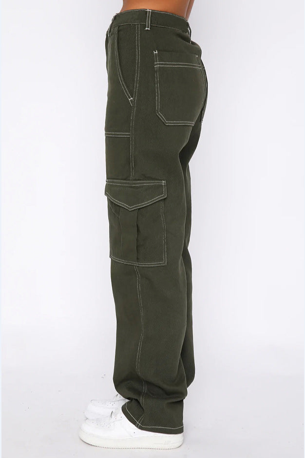 Trendy Straight Leg Multi-Pocket Pant