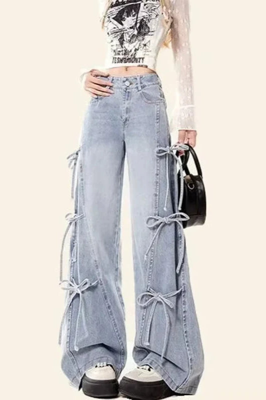 Vintage Bow Tie Baggy Denim Jean