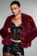 Retro Chic Faux Fur Buttoned Long Sleeve Coat